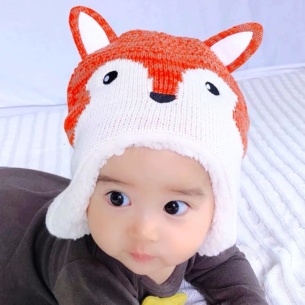 Winter fox hat for baby 1-2 years